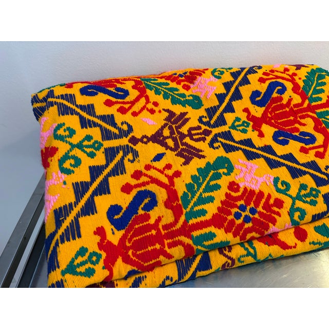 1960s Large Tangerine Hand-Knotted Embroidered Bird Throw/Spread For Sale - Image 5 of 8