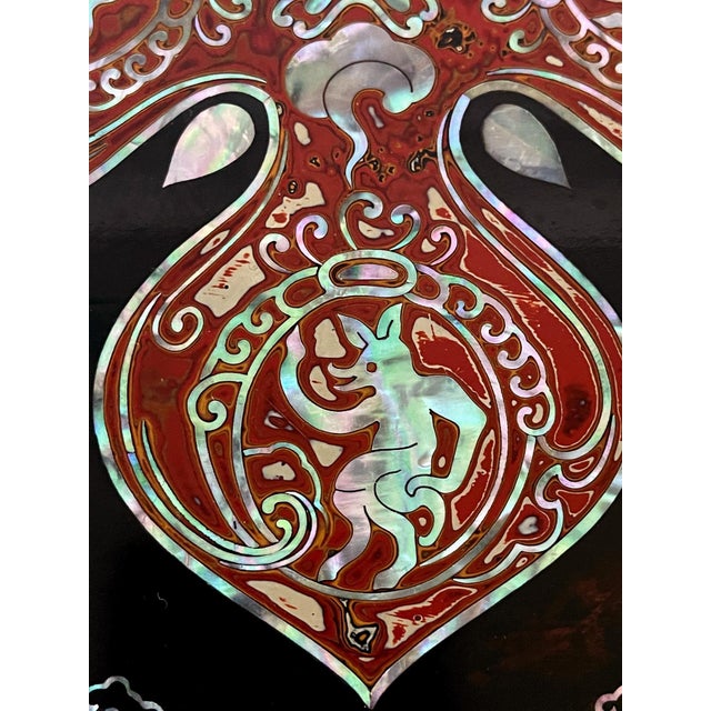 Unusual Japanese Lacquer Inkstone Box with MOP Inlays For Sale - Image 10 of 16