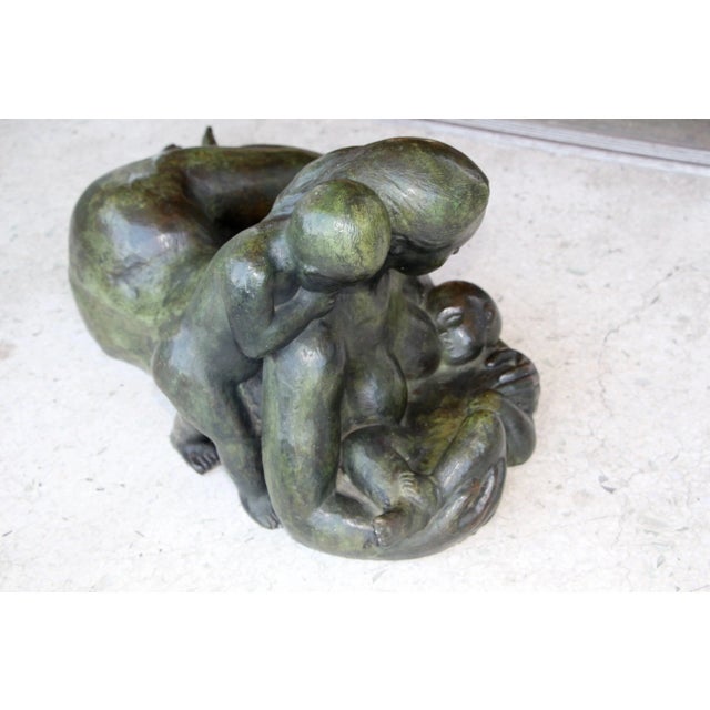 Modern 1986 Frederico Cantu Bronze Model of a Mother Nursing For Sale - Image 3 of 10