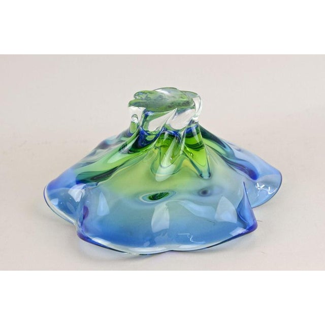 Blue and Green Sommerso Murano Glass Bowl, Italy, 1960s For Sale - Image 9 of 13