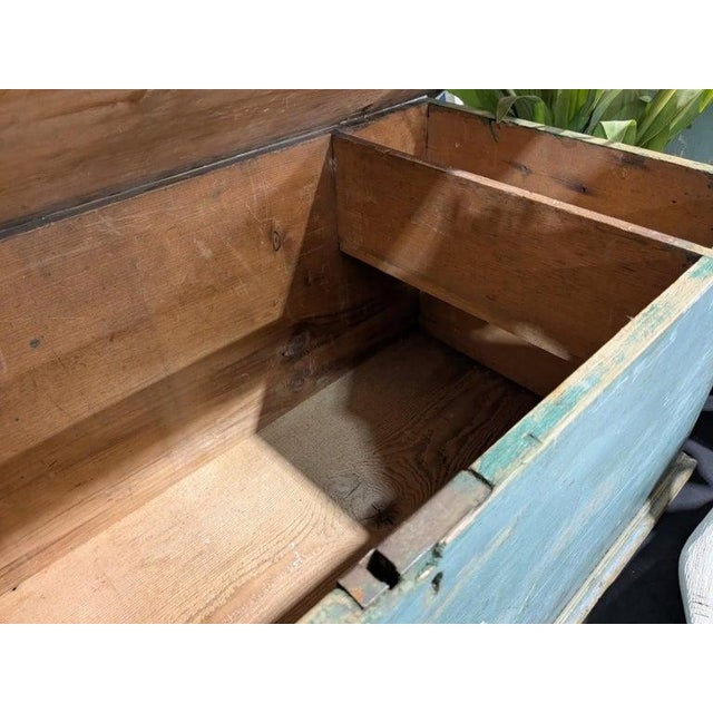 19thc Original Blue Painted Blanket Chest For Sale In Los Angeles - Image 6 of 6
