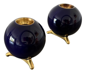 Cobalt Candlesticks from Lindner Kueps Bavaria, Germany, 1950s, Set of 2