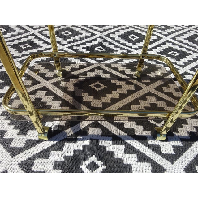Rolling Serving Cart in Gilded Metal and Glass, 1980s For Sale - Image 6 of 18