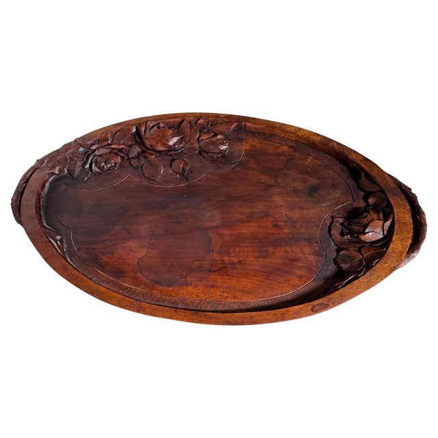 French Art Nouveau Platter in Wood, 1930 For Sale - Image 16 of 16