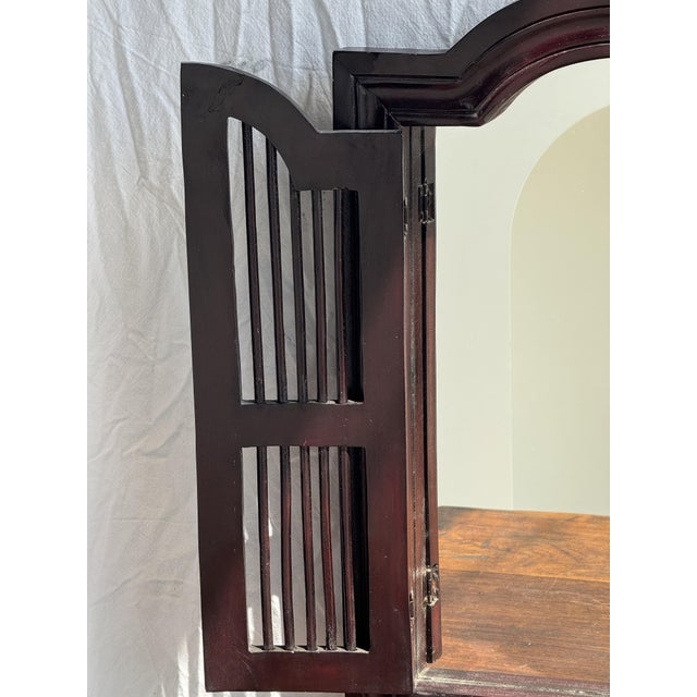 Dark Brown Wooden Mirror with Two Baguettes H55 L40, 1980s For Sale - Image 3 of 11