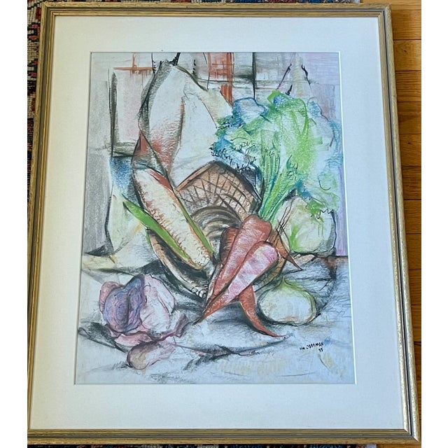 Realism Original 1955 Still Life by William Oberman – Colored Charcoal, Framed For Sale - Image 3 of 10
