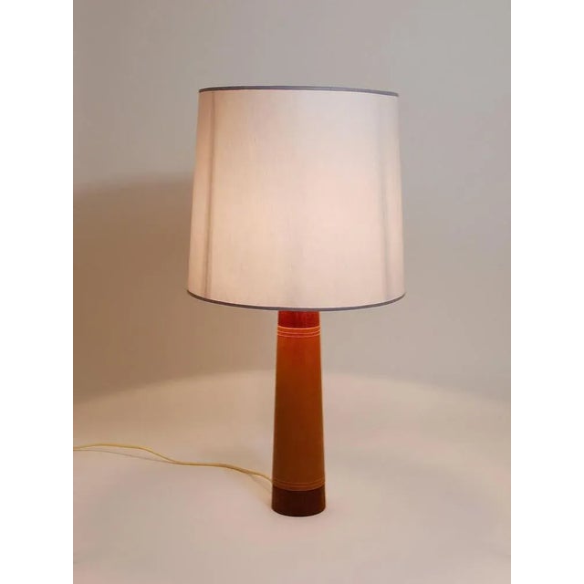 1950s Mid-Century Danish Teak Leather Table Lamp, Denmark, 1950s For Sale - Image 5 of 11