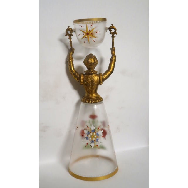 19th Century German Blown Glass Wedding Cup - Exquisite Flowers in an Urn, and Loving Wish! Attributed to Fritz Heckert (German 1837 - 1887). For Sale - Image 14 of 16
