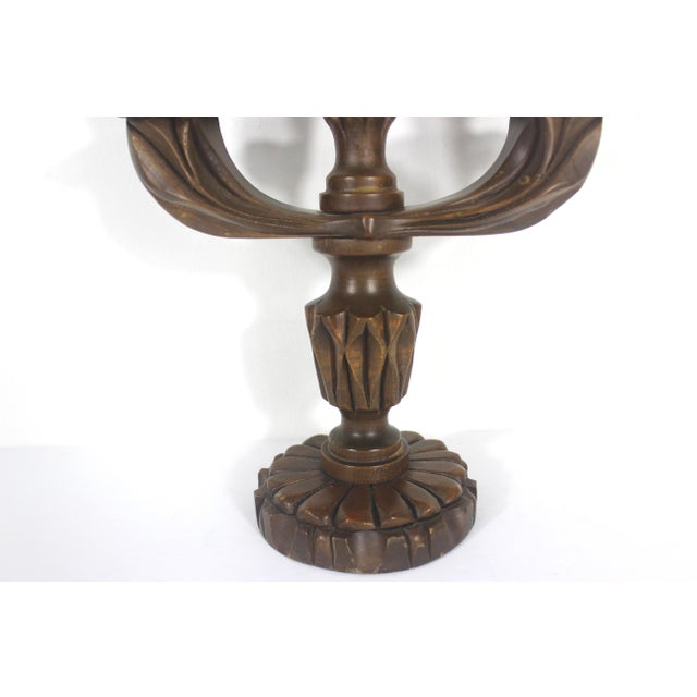 1970s Mid-Century Hand Carved Wood Candelabra Signed by Canadian Artist For Sale - Image 6 of 11