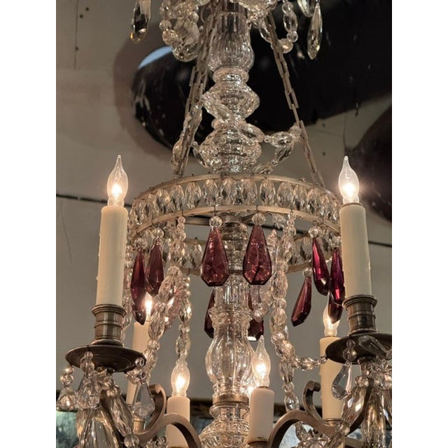 Late 19th C. French Silvered Bronze and Crystal Chandelier With Amethyst For Sale - Image 4 of 8