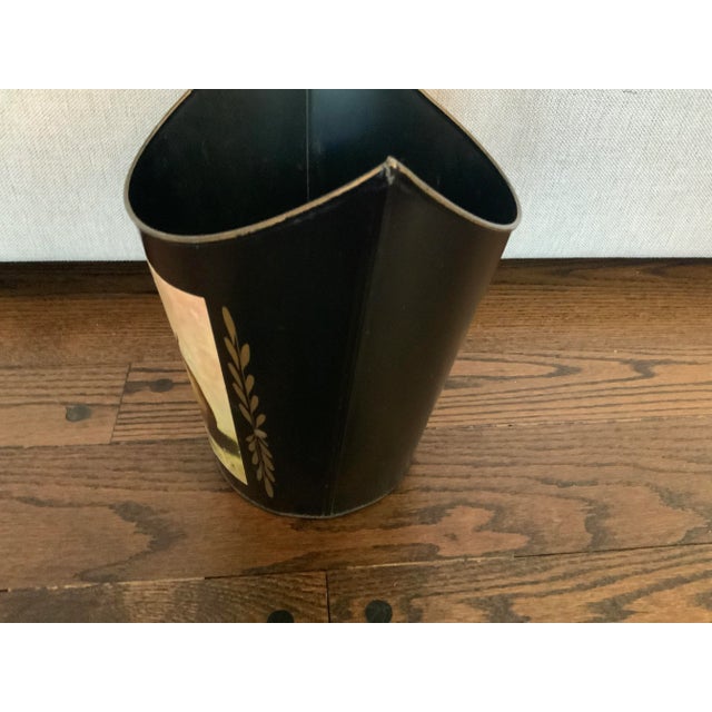 Traditional Vintage Hand Painted & Decoupaged Fluted Fruit Motif Oval Metal Bin / Cache Pot/ Wastebasket For Sale - Image 3 of 10