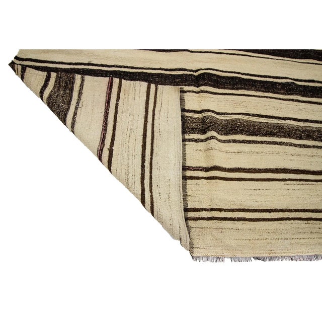 Mid 20th Century Vintage Striped Turkish Kilim Rug- 6′6″ × 12′3″ For Sale - Image 5 of 7