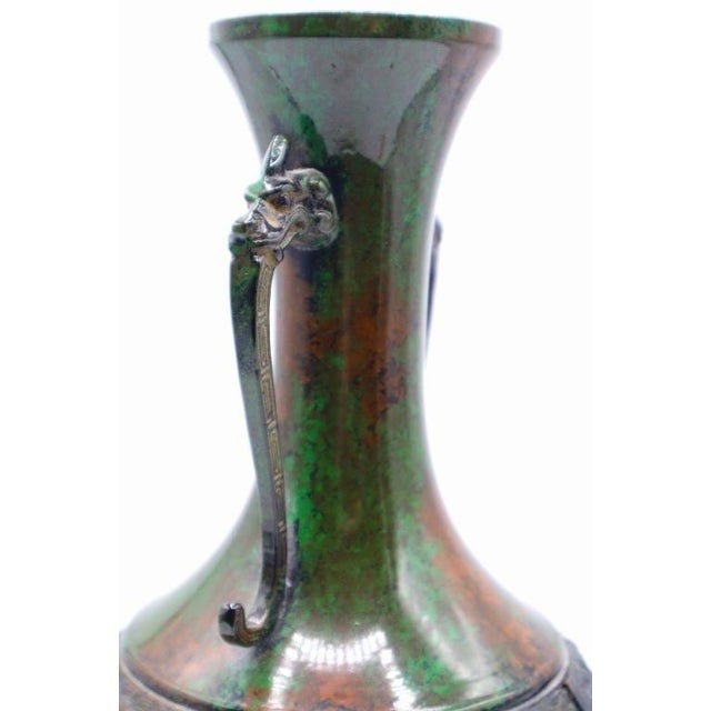 Japanese Vintage Japanese Takaoka Bronze Copperware Dragon Vase For Sale - Image 3 of 5