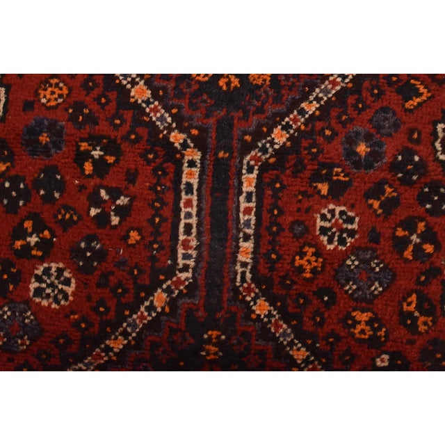 Textile Shiraz Runner 3’4” X 9’7” Red Wool Vintage Tribal Hand-Knotted Oriental Rug For Sale - Image 7 of 14