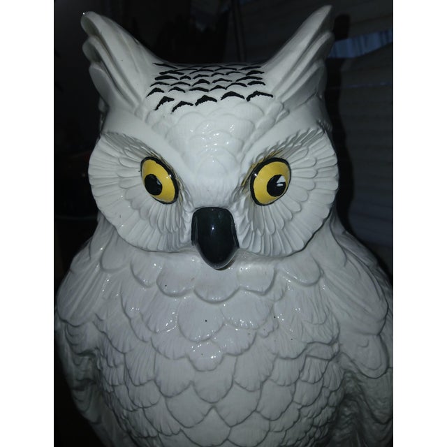 Ceramic Vintage 1970s Mid-Century Ceramic White Owl Statue For Sale - Image 7 of 8