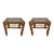 Mid 20th Century Pair of Vintage Rattan and Bentwood Glass Top Side Tables - in the Style of Franco Albini For Sale