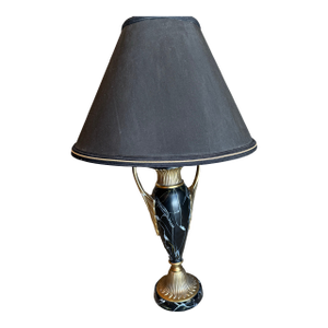 Rare Vintage Frederick Cooper Brass Marble Style Table Lamp W/ Lampshade