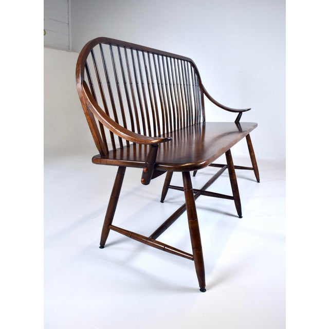 Vintage Hale of Vermont Windsor Spindle Back Prosper's Bench or Settee For Sale - Image 12 of 13