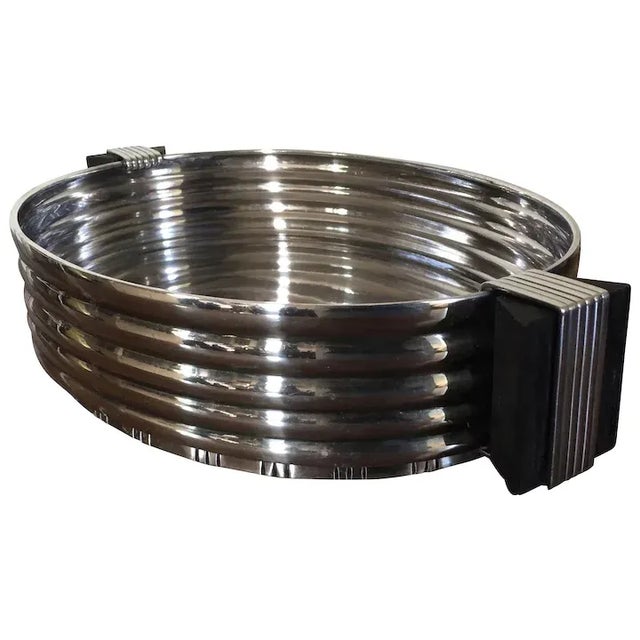 1920s Art Deco Silver Plate Galleried Oval Tray or Centerpiece Bowl with Exotic Wood Handles For Sale - Image 11 of 11