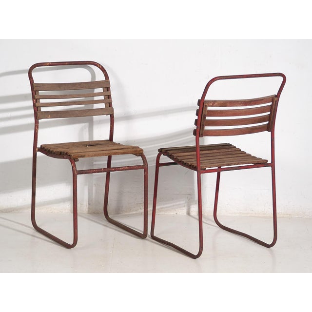 Rustic Set of Vintage Red Garden Chairs, 1920, Set of 2 For Sale - Image 3 of 10