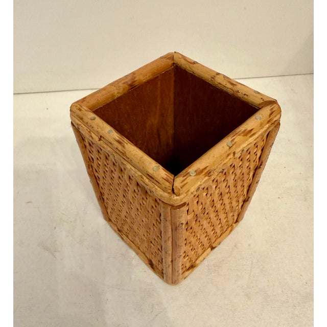 Vintage Bamboo & Rattan Letter Holder Desk Organizer 3 Piece Set For Sale In New York - Image 6 of 12