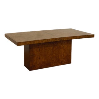 1970s Monumental Milo Baughman Wood Extension Rectangular Pedestal Dining Table For Sale