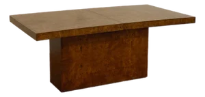 1970s Monumental Milo Baughman Wood Extension Rectangular Pedestal Dining Table