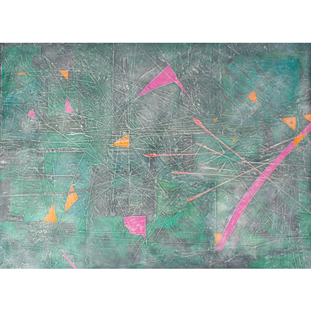 An abstract painting and print on paper by the American artist Anthony Louis Popcheff (1954-2003). This work features...