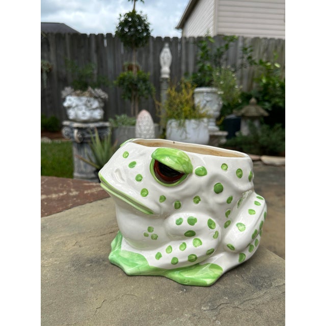 Vintage MCM 1970s Fitz and Floyd Spotted Frog Planter For Sale - Image 10 of 12