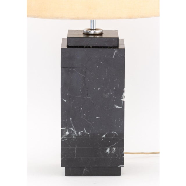 Late 20th Century Modern Black Marble and Chrome Table Lamp For Sale - Image 5 of 6