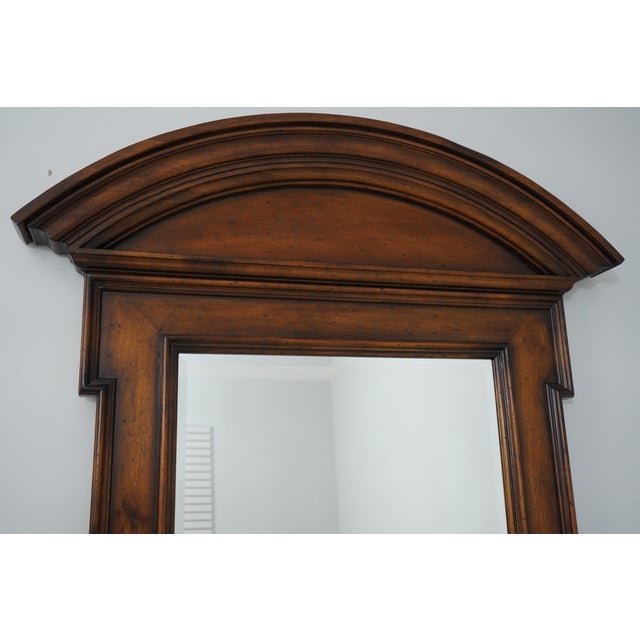 Traditional Large Distressed Walnut Beveled Glass Pier Mirror For Sale - Image 3 of 10