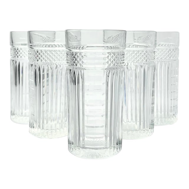 1970s Libbey “Radiant” Set of 5 Highball Tumbler Glasses For Sale