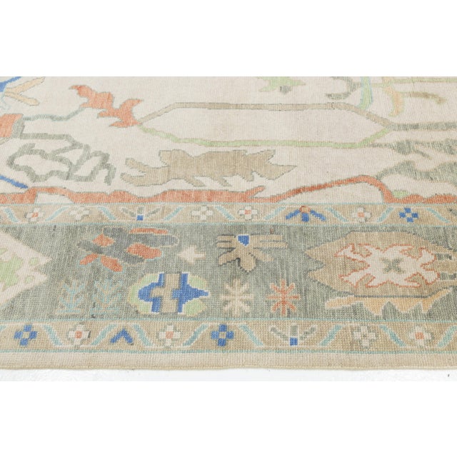 Contemporary Modern Oushak Style Hand-Knotted Wool Area Rug in Soft Neutrals For Sale - Image 10 of 12