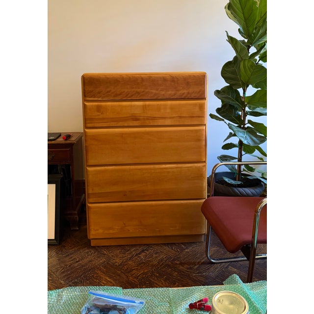 Russel Wright 5-Drawer Maple Highboy Dresser Star Dust 515 for Heywood Wakefield 34"W × 19.75"D × 49"H Wondertul vintage...