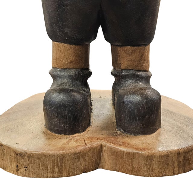 Wood Hand-Carved Folk Art Mickey Mouse Wood Sculpture Figurine 12" For Sale - Image 7 of 13