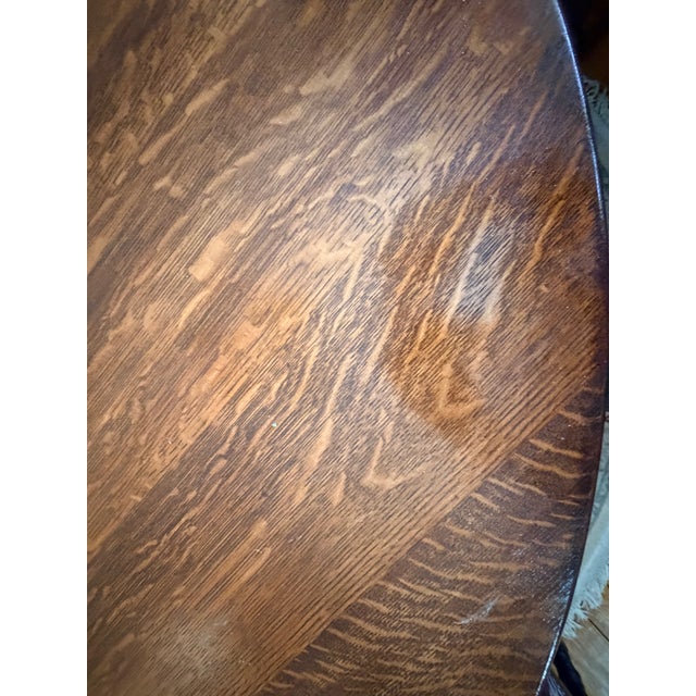 Chestnut Late 19th Century Oak Pedestal Extension Dining Table With Carved Skirt and Sculpted Griffin Legs Attributed to R. J. Horner & Co. For Sale - Image 8 of 13