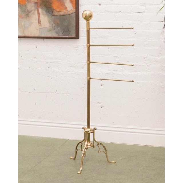 Mid 20th Century Brass Royalty Towel Rack For Sale - Image 4 of 4