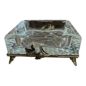Vintage Lead Crystal Ashtray on Ornate Stand