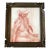 1960’s Vintage Original Sepia Female Nude Abstract Drawing Carved Wood Vintage Frame For Sale