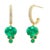 14k Yellow Gold Hoop Drop Earrings With Cabochon Emeralds & Diamonds, A Pair For Sale - Image 4 of 8