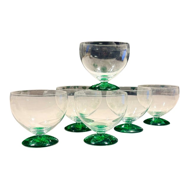 Glow Green Footed Dessert Glasses by Mikasa- Set of 6 For Sale