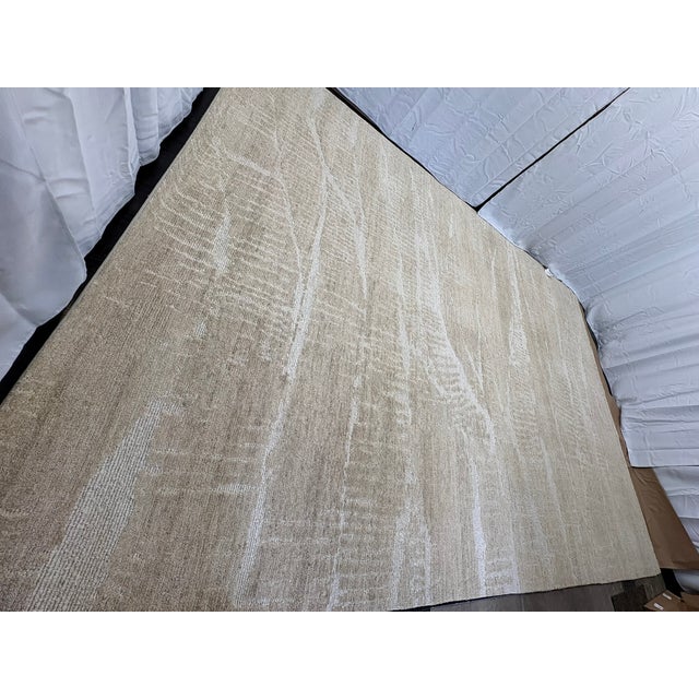 Contemporary Rh Restoration Hardware Strati Hand-Knotted Wool Rug — 10' × 14' Sand | Himalayan Highland Wool | High-Low Textural Design For Sale - Image 3 of 18