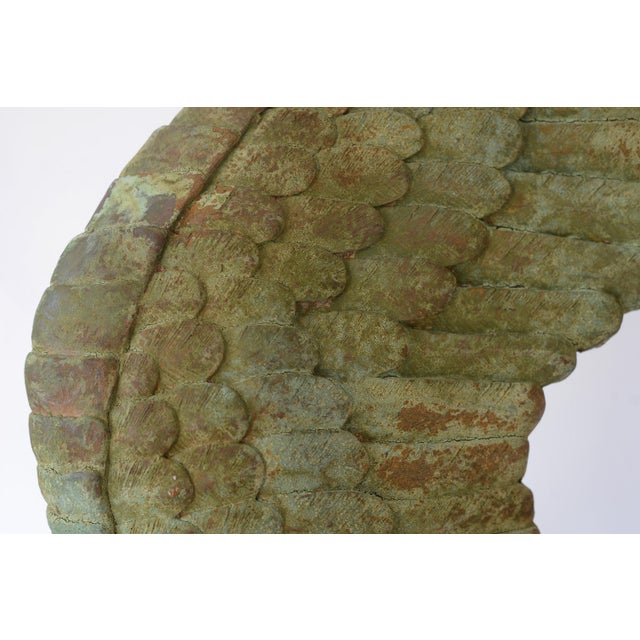 Large Rustic Verdigris Wing Sculpture on Stand For Sale In San Francisco - Image 6 of 12