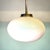 Metal Art Deco Portuguese Oval White Opaline Glass Hanging Lamp, 1950s For Sale - Image 7 of 12