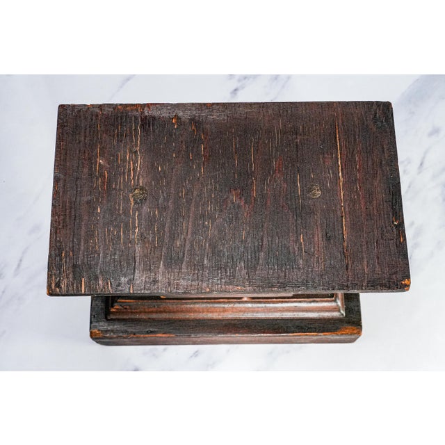 Traditional Tiered Architectural Antique Carved Wood Pedestal for Home or Collector Art Statue Display For Sale - Image 3 of 10