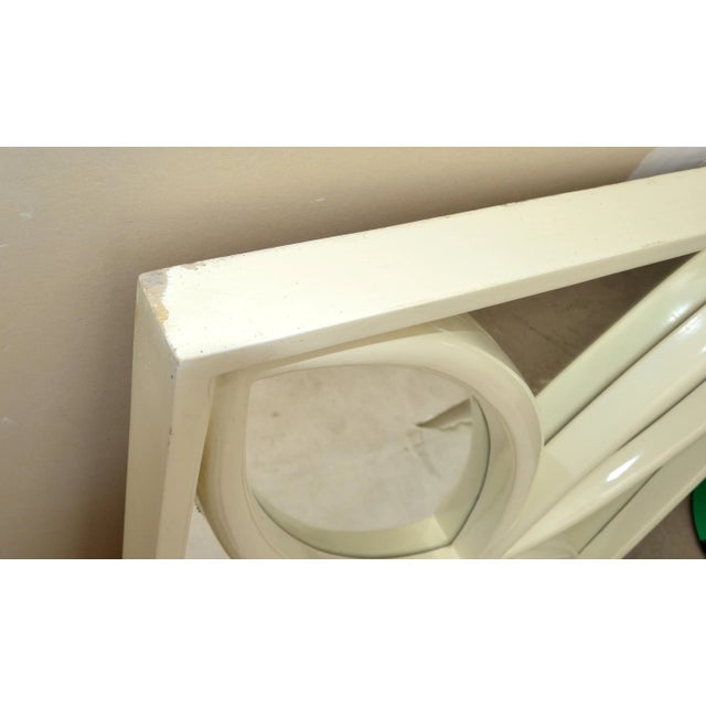 1970 Faux Bois Hand Carved Wood Wall Mirror Hollywood Regency Off-White, Italy For Sale - Image 9 of 12