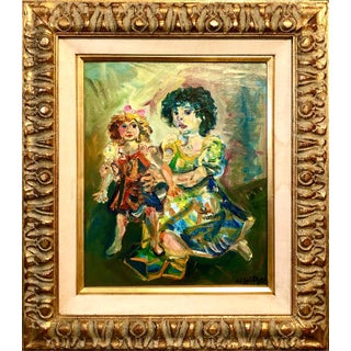 Walter Spitzer, Polish French Jewish Artist Oil Painting Girl with Doll, School of Paris Judaica, 1967 For Sale
