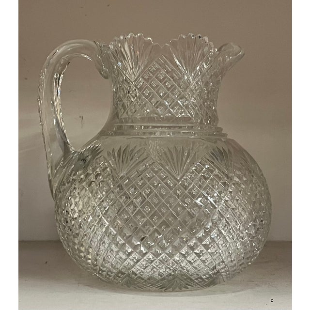 Antique Late 19th Century American Brilliant Glass Cut Crystal Water Pitcher for the Dining Table or Bar For Sale - Image 16 of 18