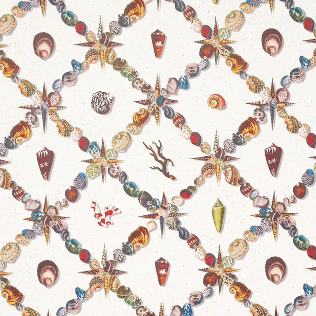 Sample - Schumacher Grotto Treillage Wallpaper, Multi on Ivory For Sale