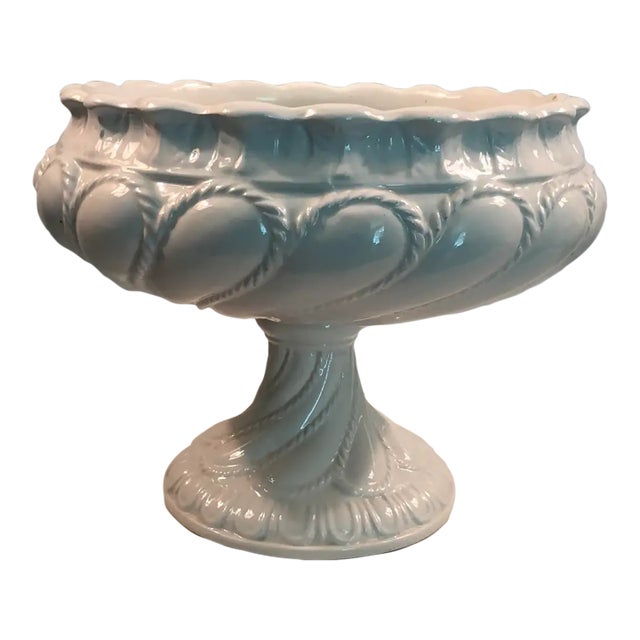 Mid 20th Century Italian Blanc De Chine Pedestal Planter / Fruit Bowl For Sale